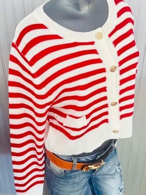 Red Striped Sweater Women’s Size Medium